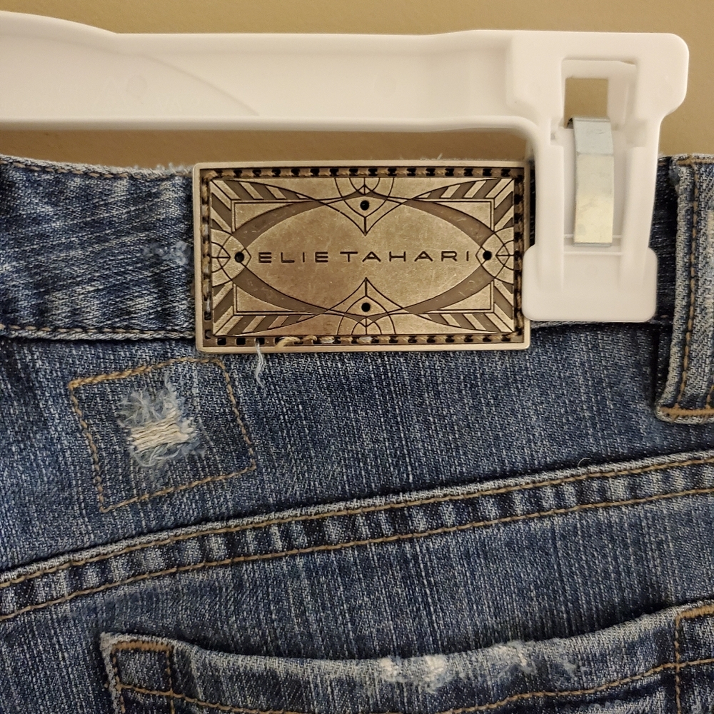 Elie Tahari Womens Distressed Boot Cut Jeans sz 6 - Picture 5 of 5